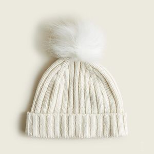 J CREW ribbed pom pom beanie